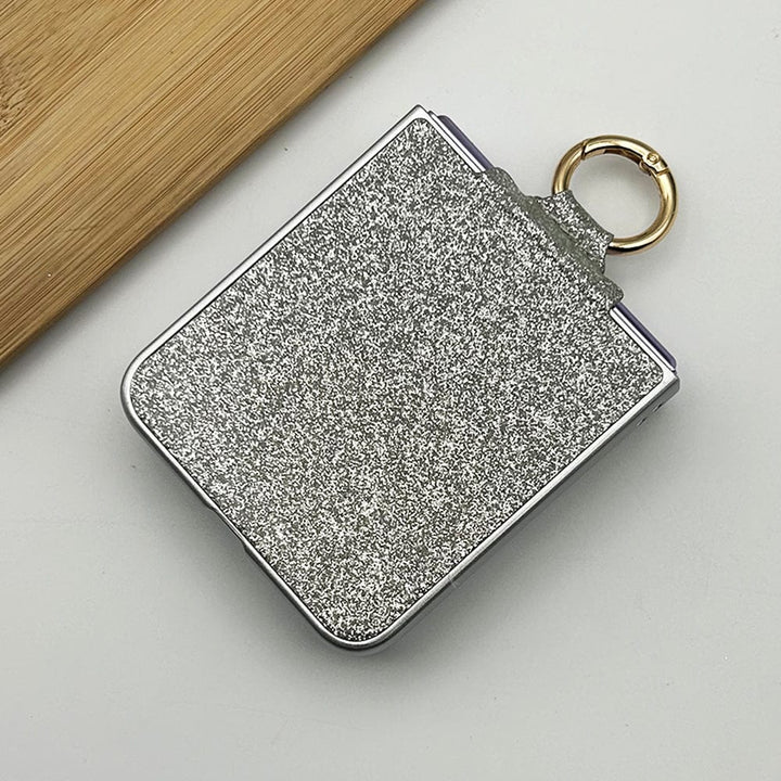 FRATO No Advertising Samsung Galaxy Z Flip 5 Shimmer Glitter Bling Metal Ring Holder Case Cover