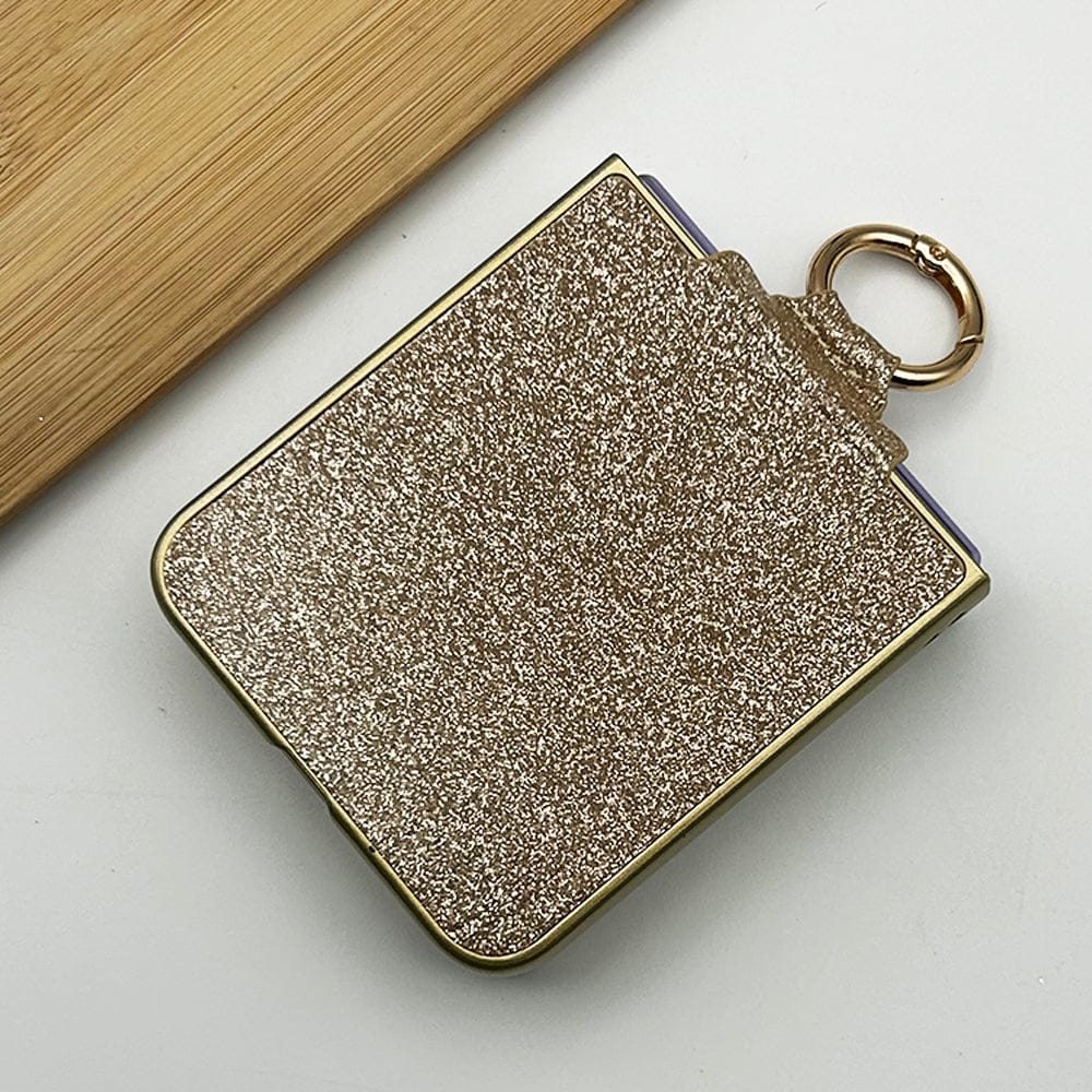 FRATO No Advertising Samsung Galaxy Z Flip 5 Shimmer Glitter Bling Metal Ring Holder Case Cover