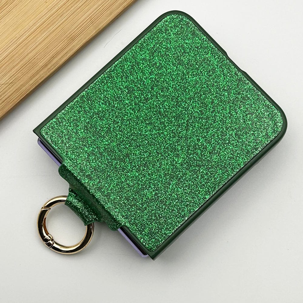 FRATO No Advertising Samsung Galaxy Z Flip 5 Shimmer Glitter Bling Metal Ring Holder Case Cover