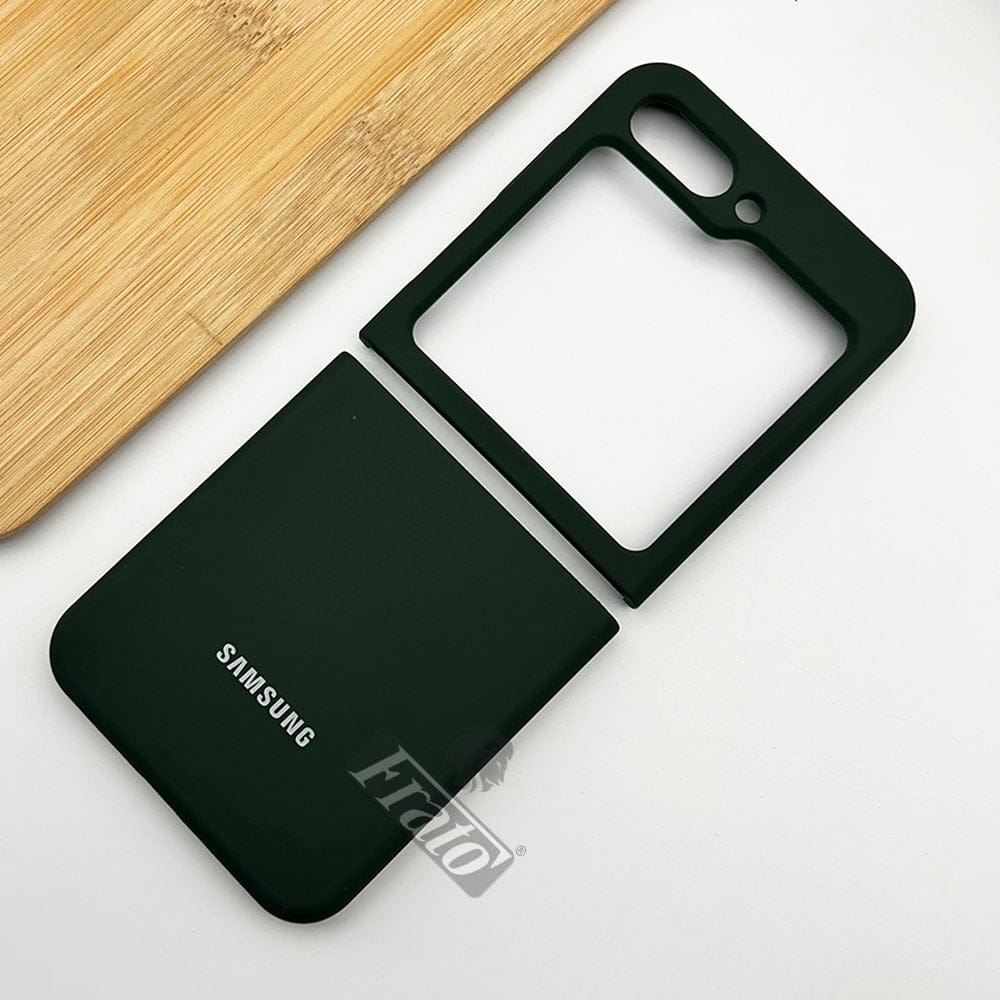FRATO No Advertising Samsung Galaxy Z Flip 5 Silk Soft Silicone Case Cover (DarkGreen)