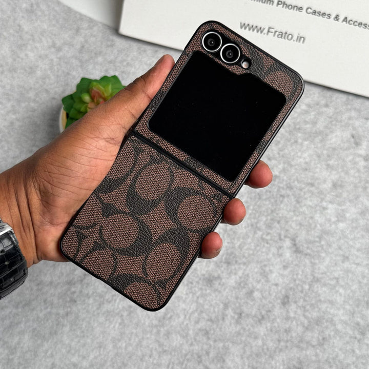FRATO No Advertising Samsung Galaxy Z Flip 6 Luxury CC Brand PU Leather Design Case Cover