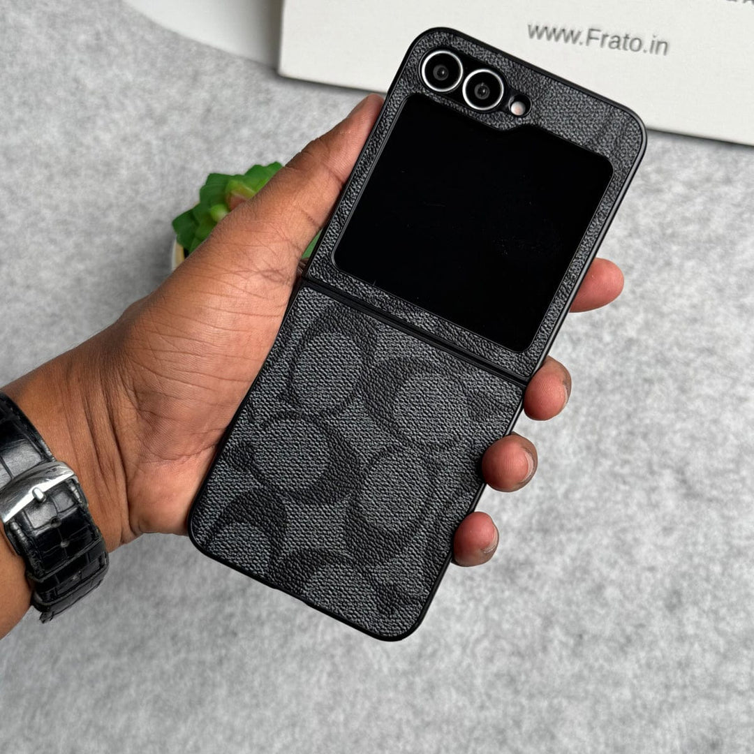 FRATO No Advertising Samsung Galaxy Z Flip 6 Luxury CC Brand PU Leather Design Case Cover