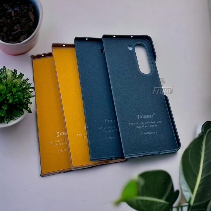 FRATO No Advertising Samsung Galaxy Z Fold 5 PU Leather Stitched Case With Inside Velvet Cover