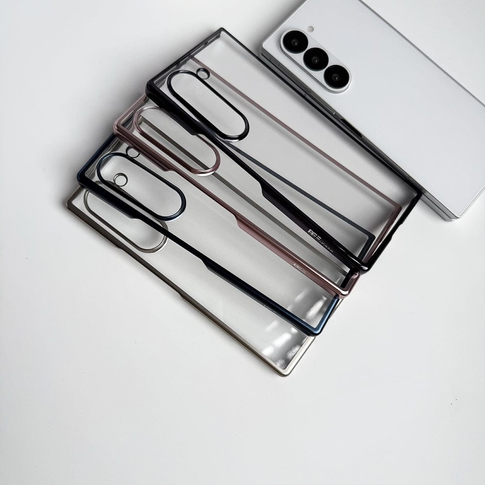 FRATO No Advertising Samsung Galaxy Z Fold 6 Hard Crystal Clear Chrome Electroplated Cover