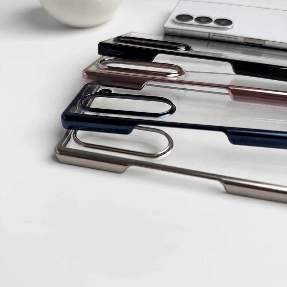 FRATO No Advertising Samsung Galaxy Z Fold 6 Hard Crystal Clear Chrome Electroplated Cover