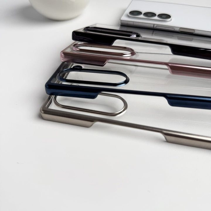 FRATO No Advertising Samsung Galaxy Z Fold 6 Hard Crystal Clear Chrome Electroplated Cover