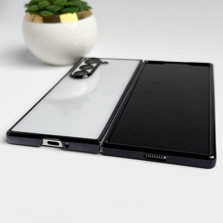 FRATO No Advertising Samsung Galaxy Z Fold 6 Hard Crystal Clear Chrome Electroplated Cover