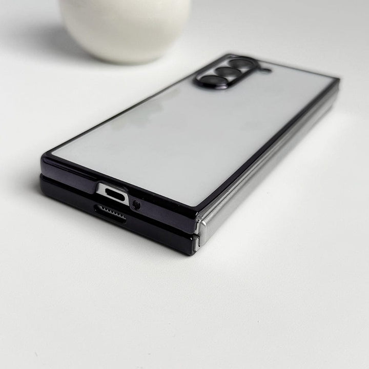 FRATO No Advertising Samsung Galaxy Z Fold 6 Hard Crystal Clear Chrome Electroplated Cover
