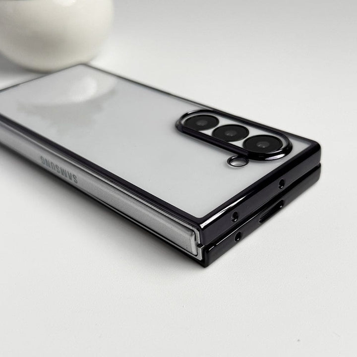 FRATO No Advertising Samsung Galaxy Z Fold 6 Hard Crystal Clear Chrome Electroplated Cover