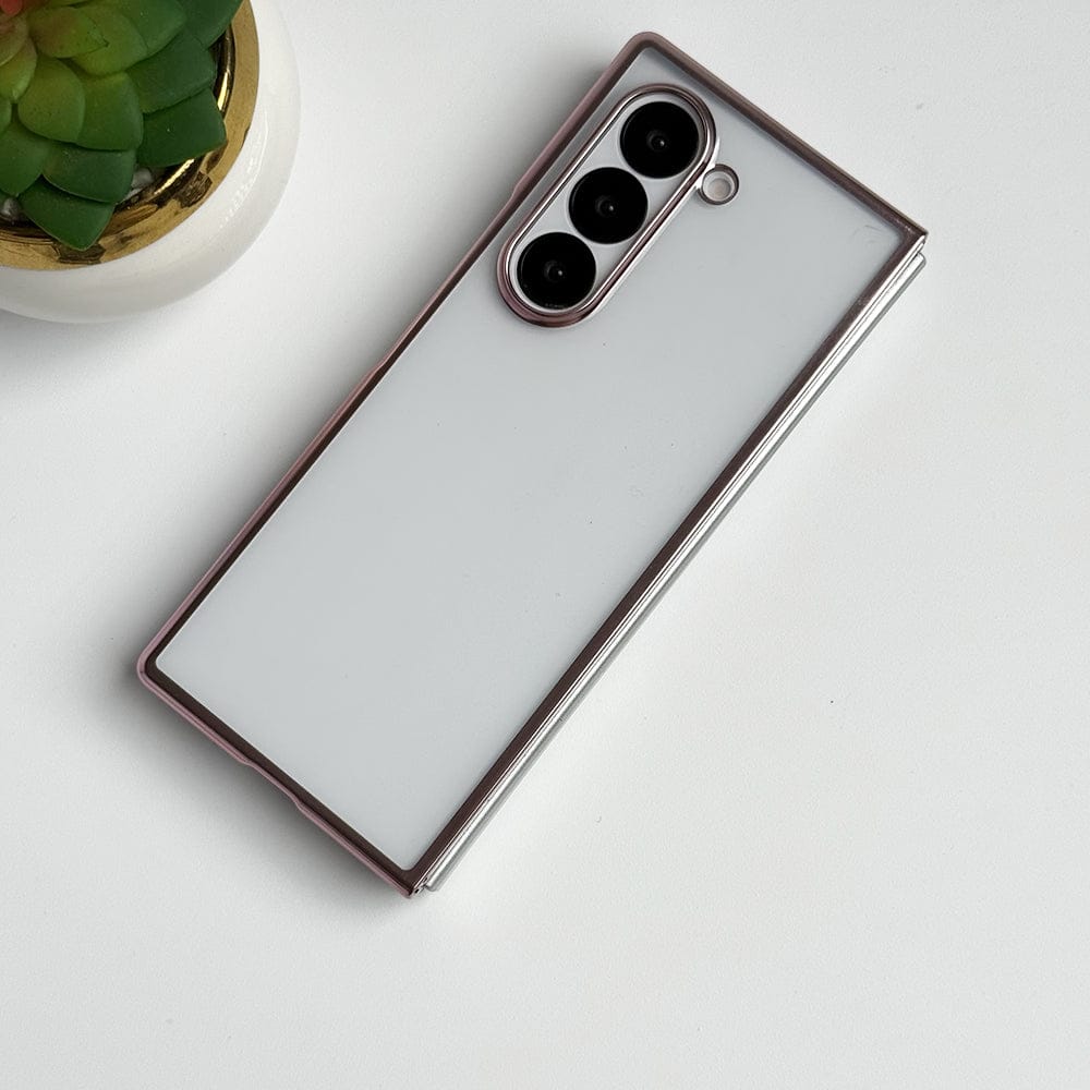 FRATO No Advertising Samsung Galaxy Z Fold 6 Hard Crystal Clear Chrome Electroplated Cover