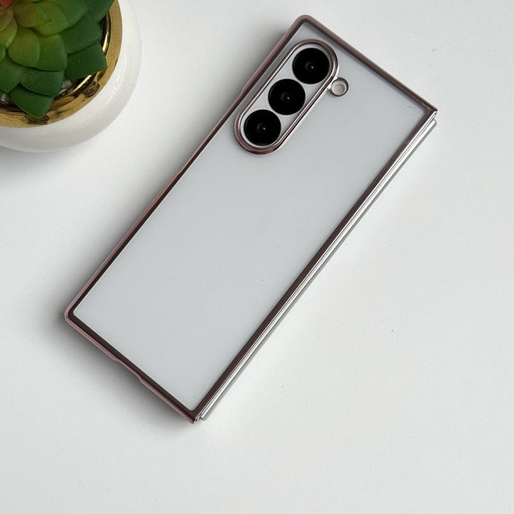 FRATO No Advertising Samsung Galaxy Z Fold 6 Hard Crystal Clear Chrome Electroplated Cover
