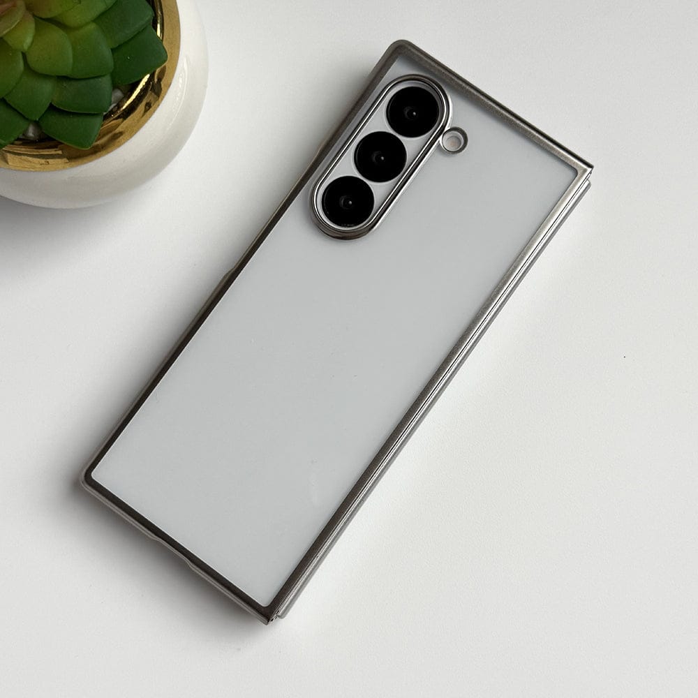 FRATO No Advertising Samsung Galaxy Z Fold 6 Hard Crystal Clear Chrome Electroplated Cover