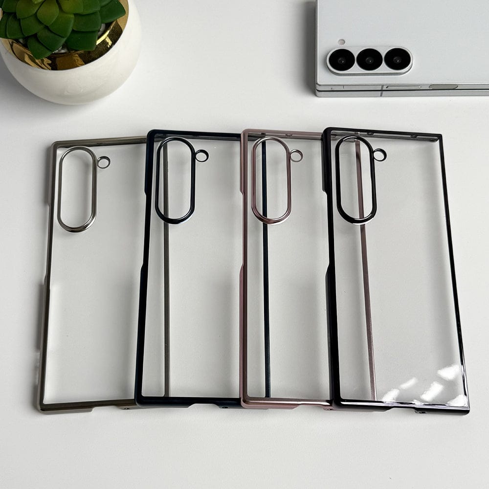 FRATO No Advertising Samsung Galaxy Z Fold 6 Hard Crystal Clear Chrome Electroplated Cover