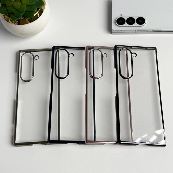 FRATO No Advertising Samsung Galaxy Z Fold 6 Hard Crystal Clear Chrome Electroplated Cover