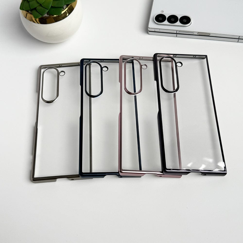 FRATO No Advertising Samsung Galaxy Z Fold 6 Hard Crystal Clear Chrome Electroplated Cover