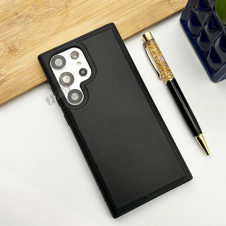 FRATO No Advertising Samsung S23 Ultra / Black Samsung Galaxy S23 Series Luxury PU Leather Back Cover