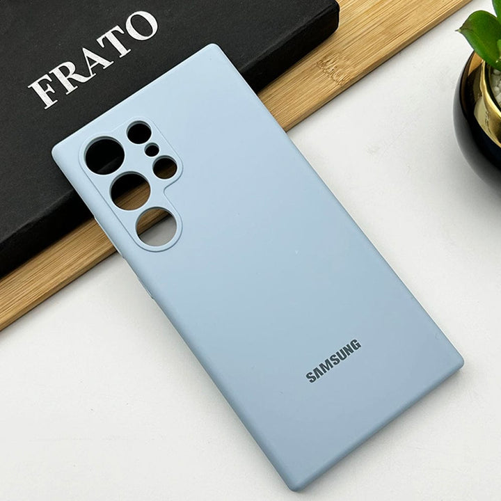 FRATO No Advertising Sky Blue Samsung Galaxy S23 Ultra Soft Silky Liquid Silicone Case Cover
