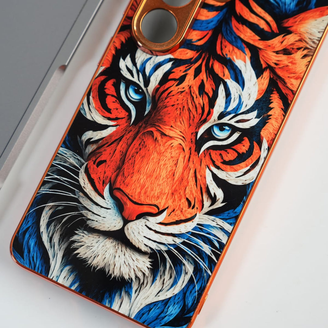 FRATO Samsung Case Galaxy S Series Tiger Face Chrome Armor Case