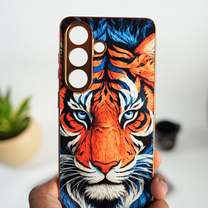 FRATO Samsung Case Galaxy S Series Tiger Face Chrome Armor Case