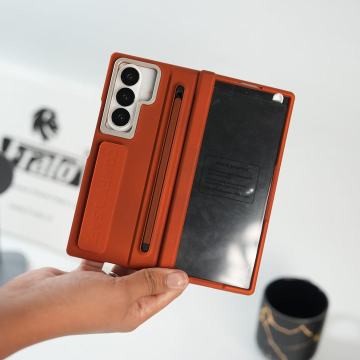 FRATO Samsung Case Galaxy Z Fold Series Premium Grip Strap Case with S Pen Holder &amp; Stand