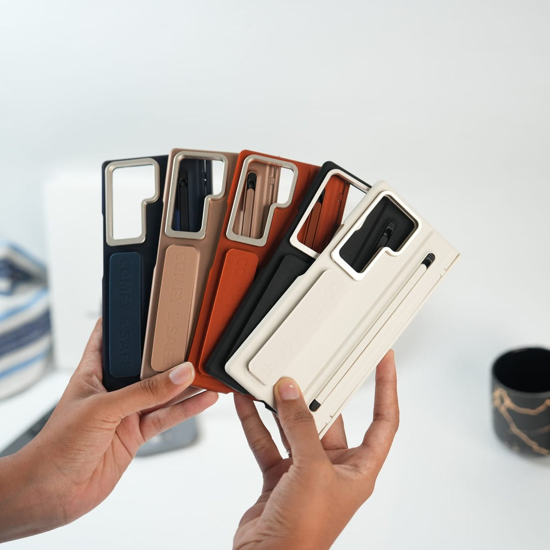 FRATO Samsung Case Galaxy Z Fold Series Premium Grip Strap Case with S Pen Holder &amp; Stand