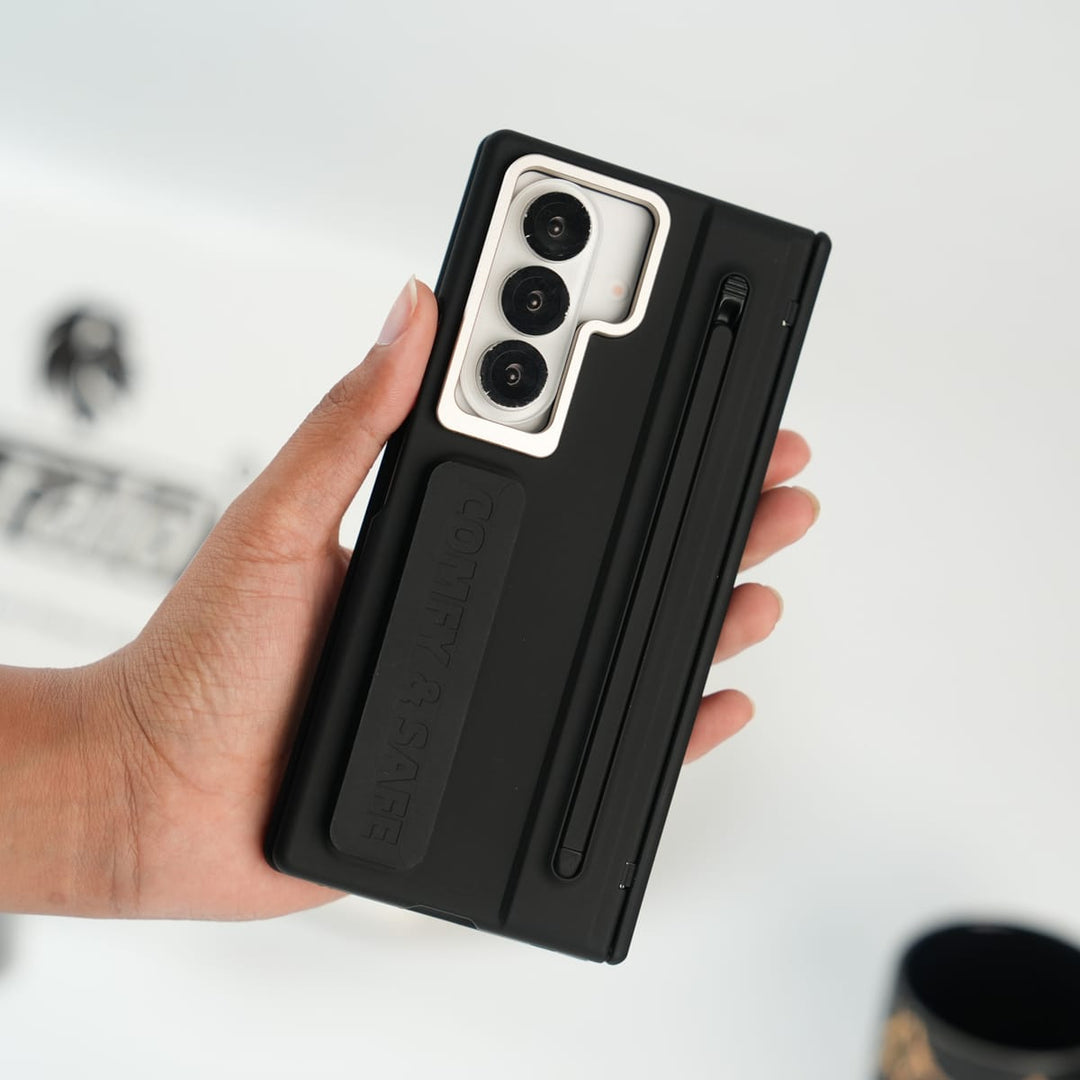 FRATO Samsung Case Galaxy Z Fold Series Premium Grip Strap Case with S Pen Holder &amp; Stand