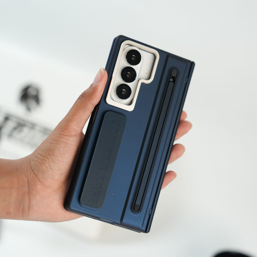 FRATO Samsung Case Galaxy Z Fold Series Premium Grip Strap Case with S Pen Holder &amp; Stand