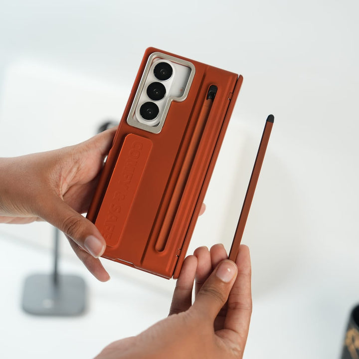 FRATO Samsung Case Galaxy Z Fold Series Premium Grip Strap Case with S Pen Holder &amp; Stand