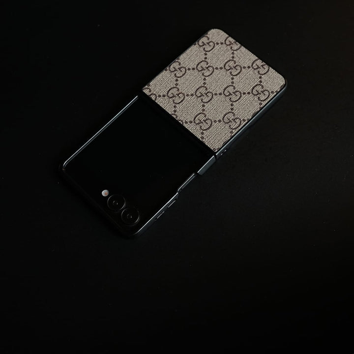 FRATO Samsung Galaxy Z Flip 8 Luxury 2G Pattern PU Leather Case Cover For Samsung Galaxy Z Flip 8 (Beige)