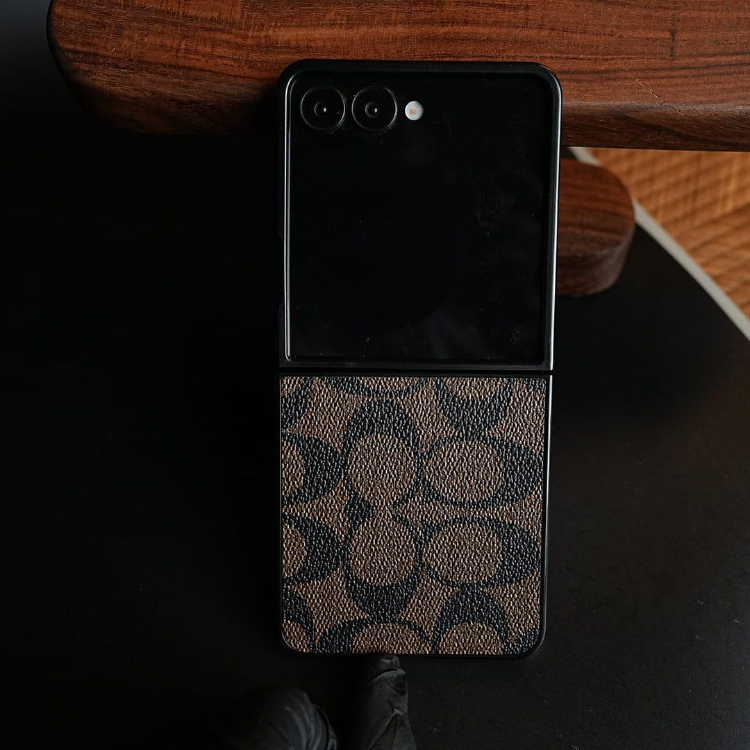 FRATO Samsung Galaxy Z Flip 8 Luxury Leather CC Pattern Case For Samsung Galaxy Z Flip 8 | Slim Designer Back Cover