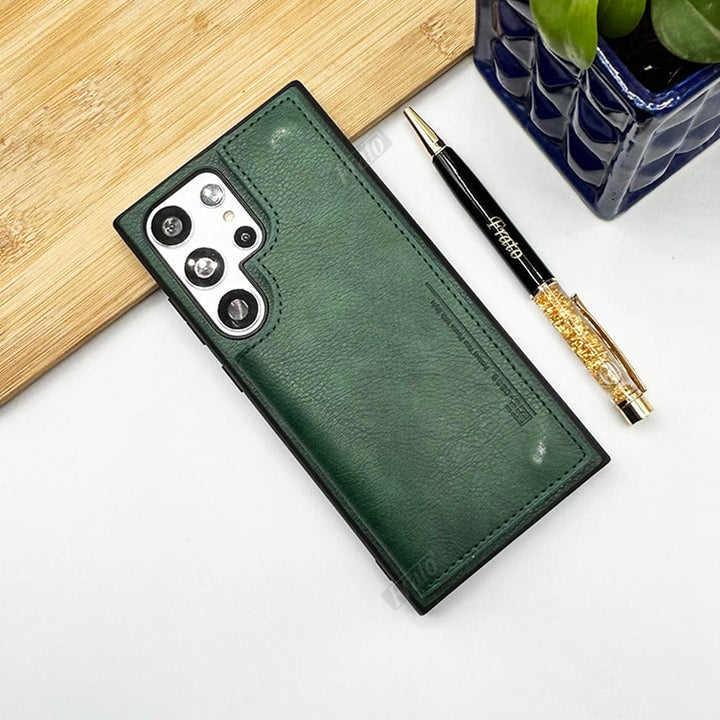 FRATO Samsung S22U Green Samsung Galaxy S22 Ultra Leather Card Holder Wallet Back Cover