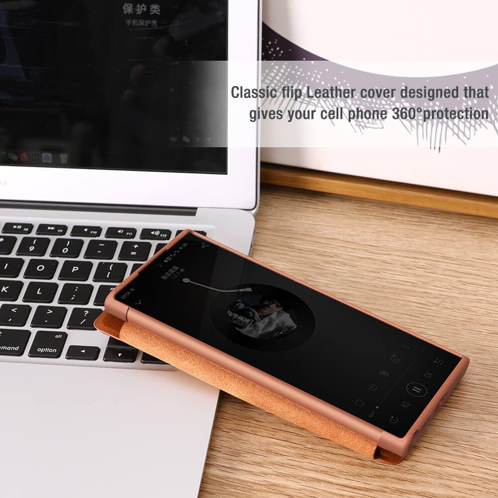 FRATO Samsung S22U Samsung Galaxy S22 Ultra Camera Protection QIN Leather Flip Case Black