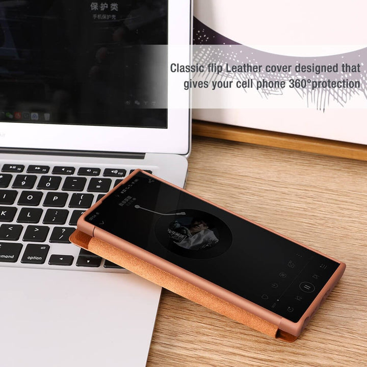 FRATO Samsung S22U Samsung Galaxy S22 Ultra Camera Protection QIN Leather Flip Case Black