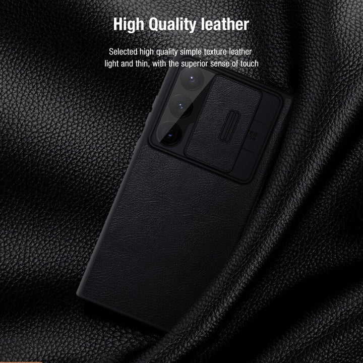 FRATO Samsung S22U Samsung Galaxy S22 Ultra Camera Protection QIN Leather Flip Case Black