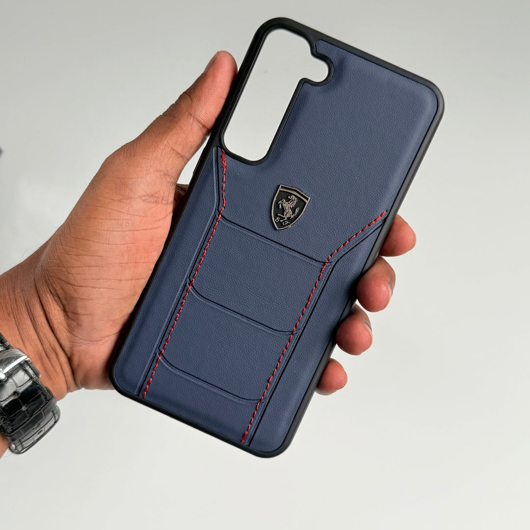 FRATO Samsung S23 Plus Blue FR Sports Car Logo Side Stitch Leather For Samsung Galaxy S23 Plus
