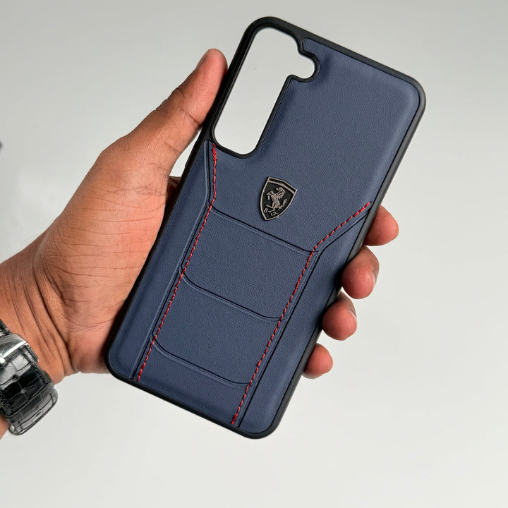 FRATO Samsung S23 Plus Blue FR Sports Car Logo Side Stitch Leather For Samsung Galaxy S23 Plus