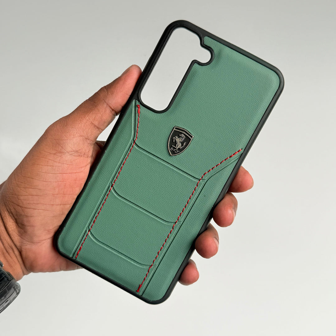 FRATO Samsung S23 Plus Green FR Sports Car Logo Side Stitch Leather For Samsung Galaxy S23 Plus