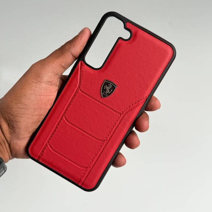 FRATO Samsung S23 Plus Red FR Sports Car Logo Side Stitch Leather For Samsung Galaxy S23 Plus