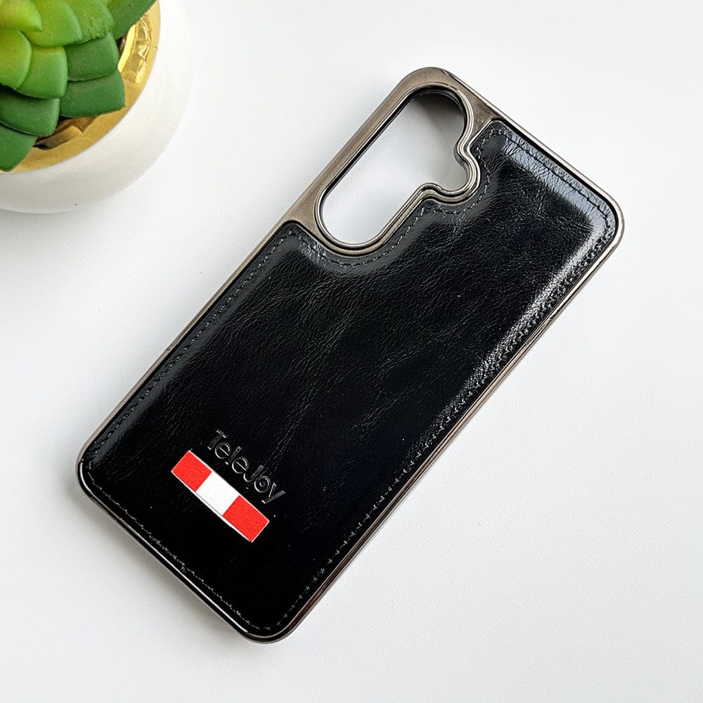 FRATO Samsung S23FE Black Samsung Galaxy S23FE Textured PU Leather Side Chrome Case Cover