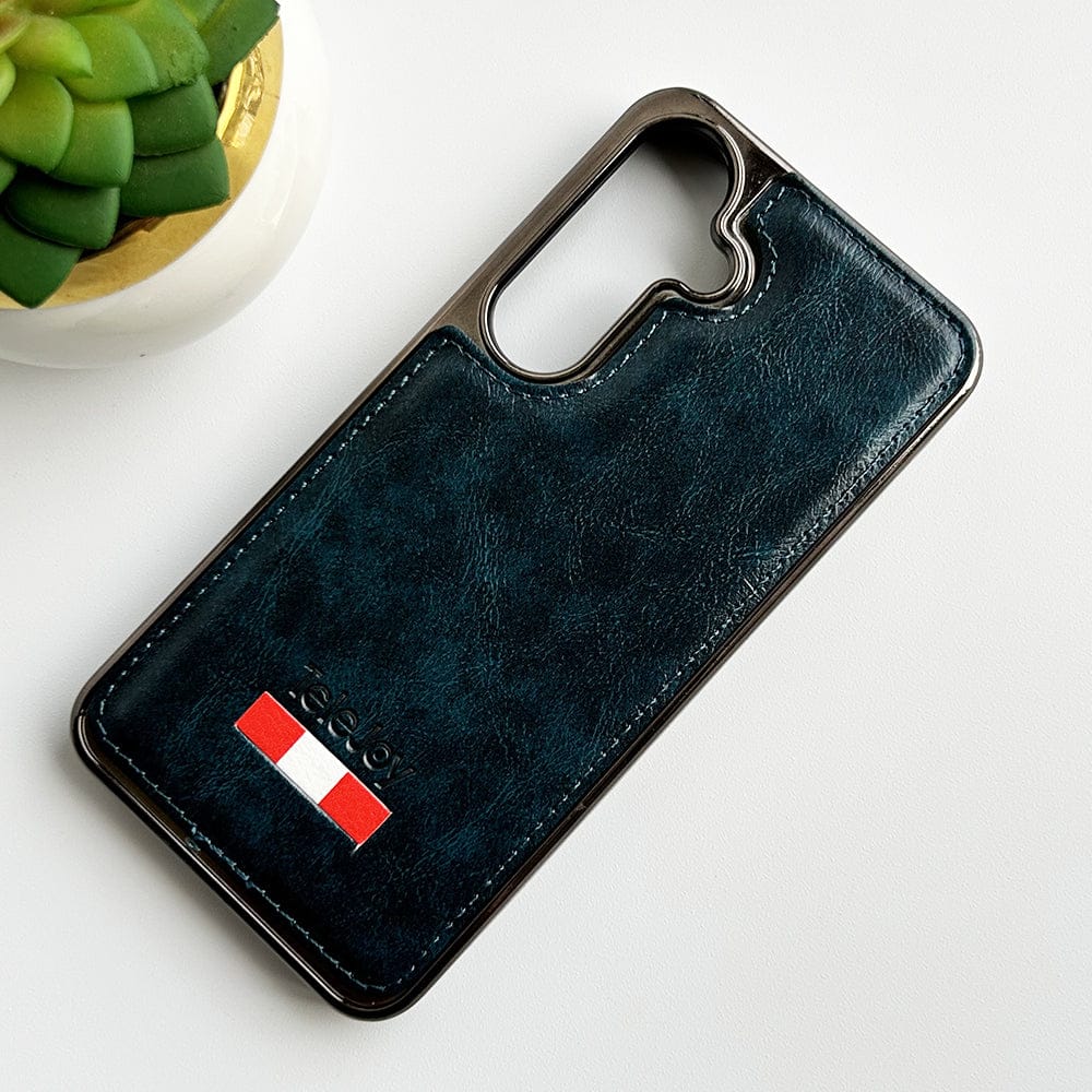 FRATO Samsung S23FE Green Samsung Galaxy S23FE Textured PU Leather Side Chrome Case Cover