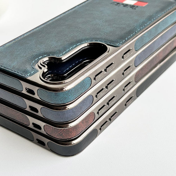 FRATO Samsung S23FE Samsung Galaxy S23FE Textured PU Leather Side Chrome Case Cover