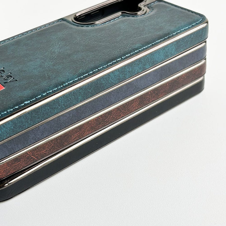 FRATO Samsung S23FE Samsung Galaxy S23FE Textured PU Leather Side Chrome Case Cover