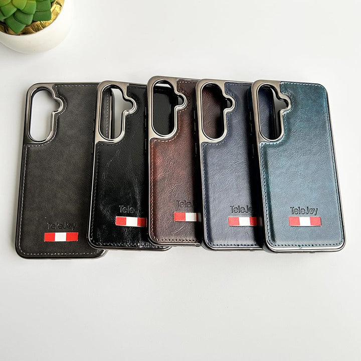 FRATO Samsung S23FE Samsung Galaxy S23FE Textured PU Leather Side Chrome Case Cover