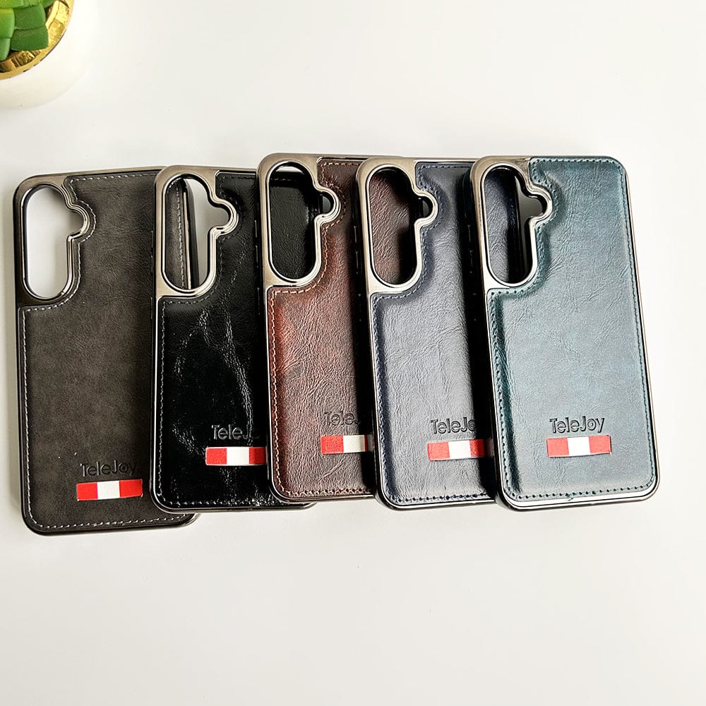FRATO Samsung S23FE Samsung Galaxy S23FE Textured PU Leather Side Chrome Case Cover
