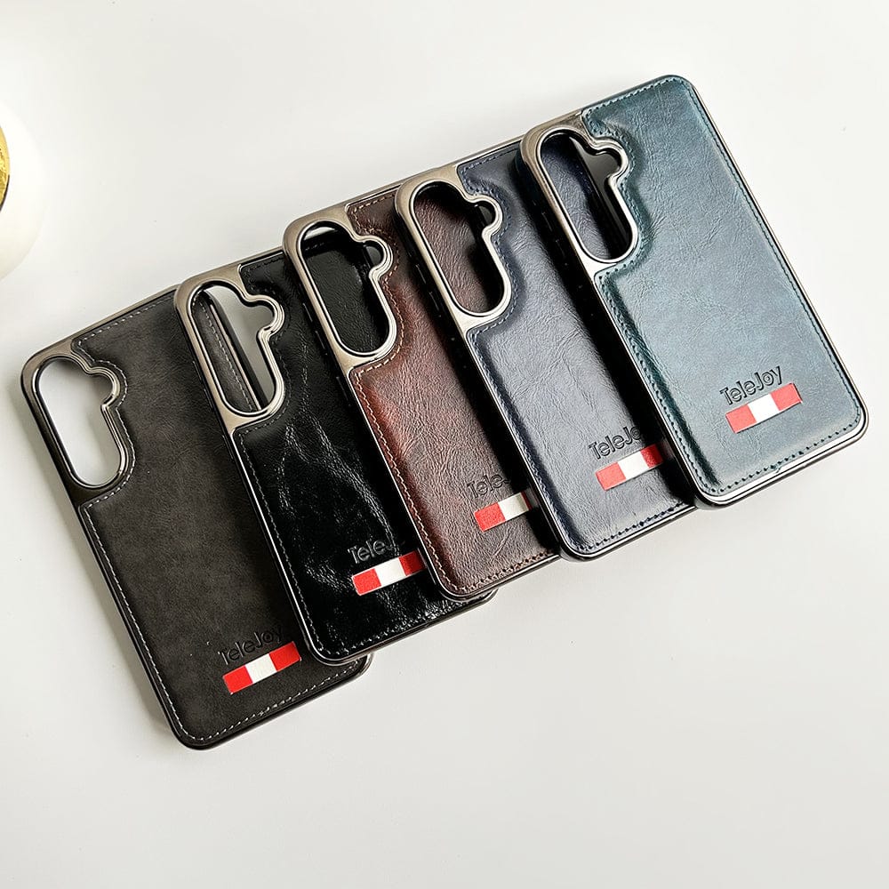 FRATO Samsung S23FE Samsung Galaxy S23FE Textured PU Leather Side Chrome Case Cover