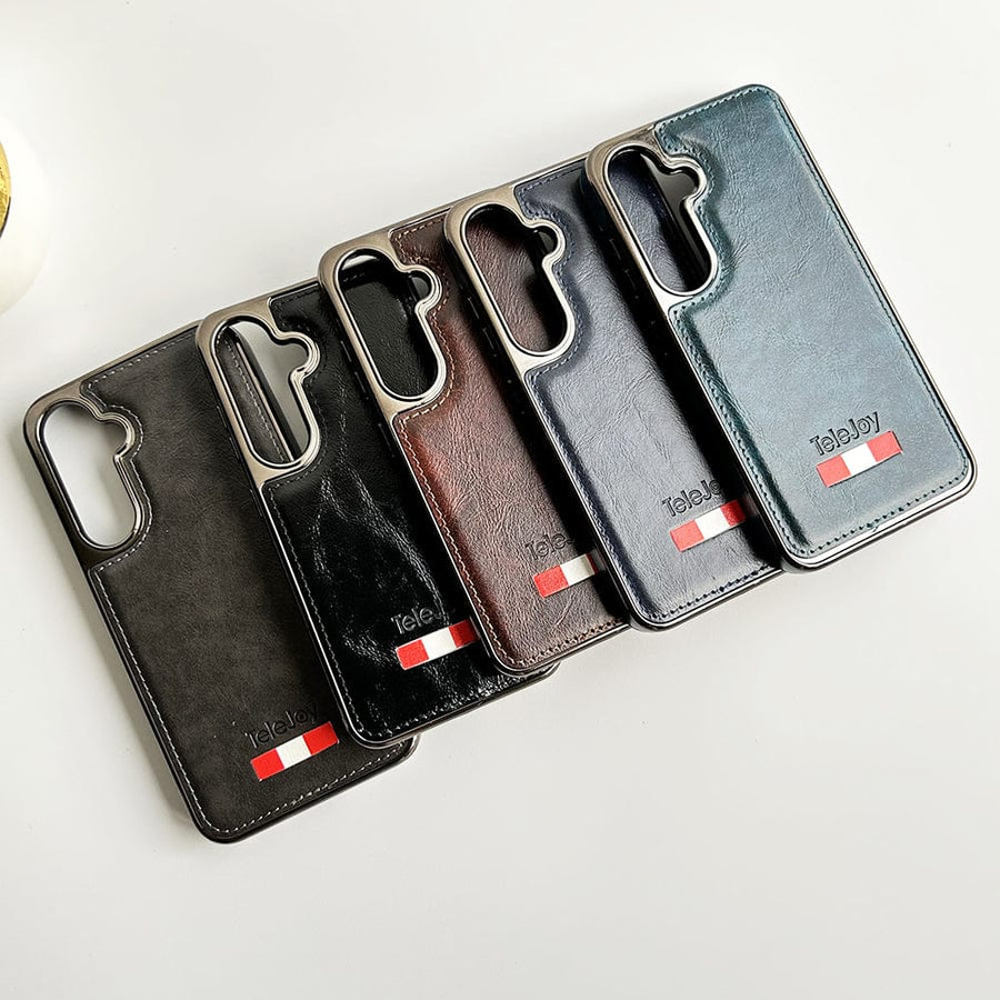 FRATO Samsung S23FE Samsung Galaxy S23FE Textured PU Leather Side Chrome Case Cover
