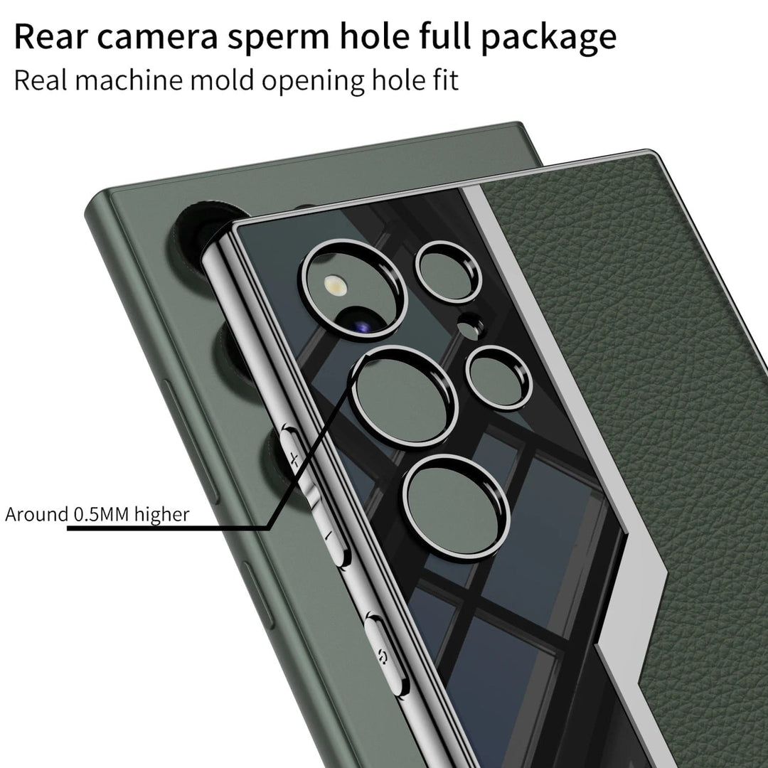 FRATO Samsung S23U Green Samsung Galaxy S23 Ultra (Ultra) Thin Electroplated Leather Shockproof Case Cover