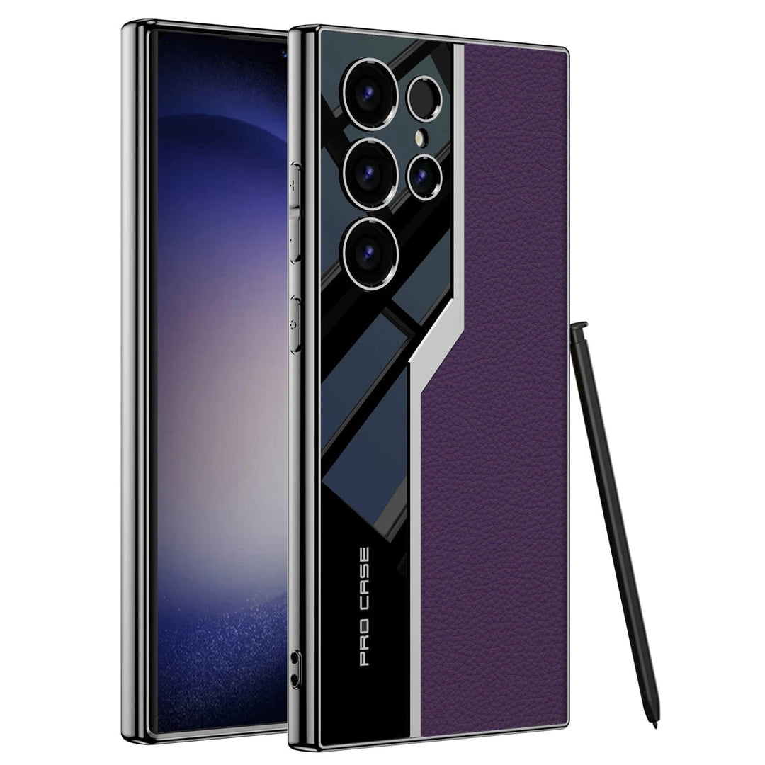 FRATO Samsung S23U Purple Samsung Galaxy S23 Ultra (Ultra) Thin Electroplated Leather Shockproof Case Cover