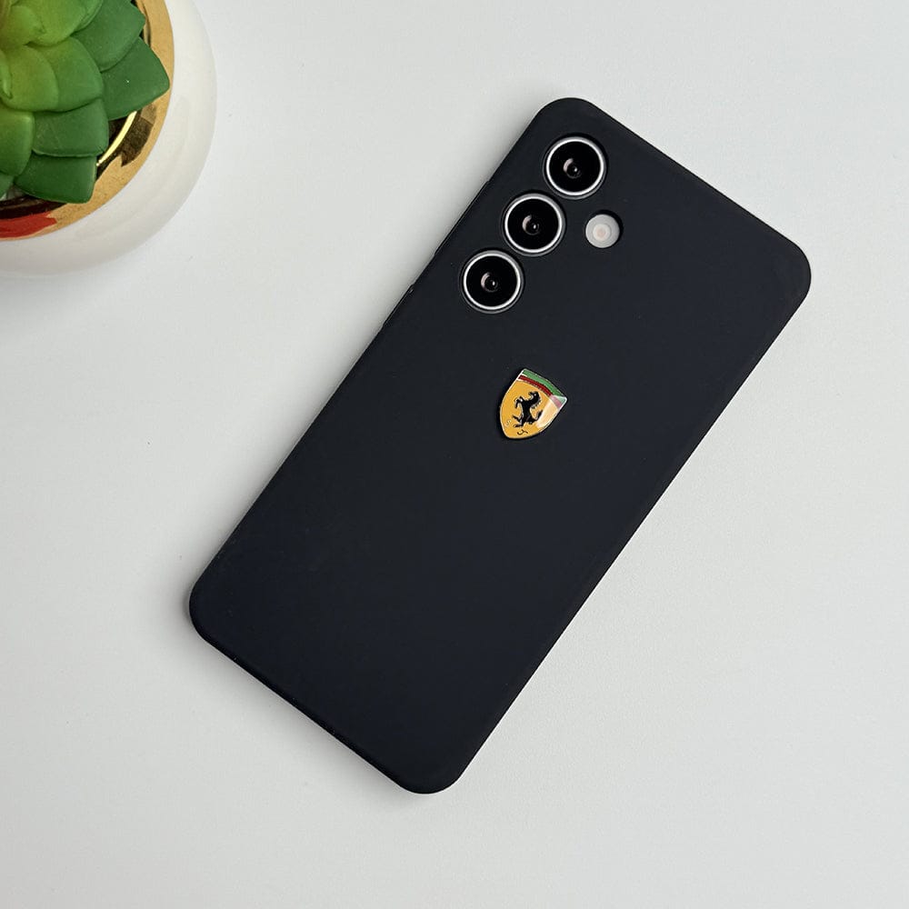 FRATO Samsung S24 Black Samsung Galaxy S24 FR Sports Car Logo Silicone Case Cover