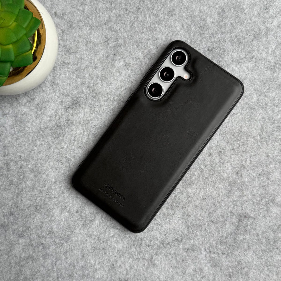 FRATO Samsung S24 Black Samsung Galaxy S24 PU Leather Thin Case Cover Minimalistic Design